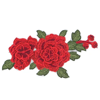 Rdeče Vrtnice, Vezenih Šivanje Na Obliž Cvet Železa Na Obliž Nalepke Za Dekleta, Ženske Obleke Značko Šivanje Tkanine Aplicirano Dobave