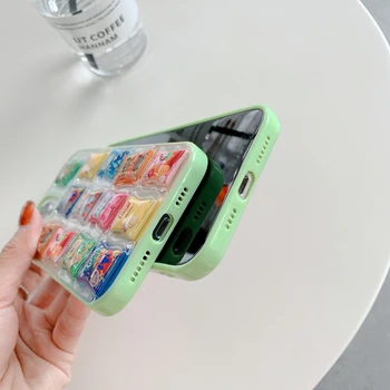 Luštna 3D Prigrizki Čips Epoksi Mehko telefon Primeru Za iphone 7 8 Puls X XR XS 11 12 pro Max Smešno Pregleden hrbtni Pokrovček fundas