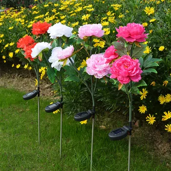 3 Sončne Peony Cvetje LED Svetlobo na Prostem Nepremočljiva Enostavno za Namestitev za Dom, Vrt, Dvorišče Travnik Pot okrasite