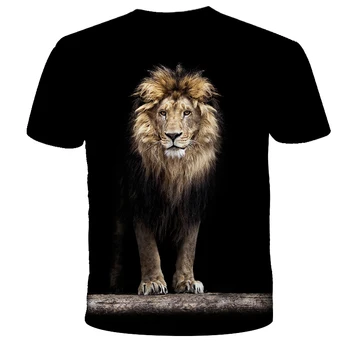 2021 osebno lev moška T-shirt 3D natisnjena kratka sleeved majica s kratkimi rokavi moški poletje hip-hop-o-ovratnik priložnostne T-shirt vrh