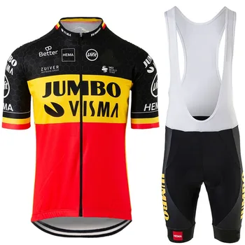 2021 JUMBO VISMA Belgija Kolesarski Dres Komplet Belgijski Prvak Kolesarjenje Oblačila Cestno Kolo srajce Obleko Kolesarske Hlače MTB Maillot