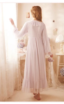 Elegantno Nightgown Sleepwear Čipke Nočno Spanje Obleko Vijolične Barve Bele Poletje Pomlad Čipke Sleepshirt Obleko Za Ženske