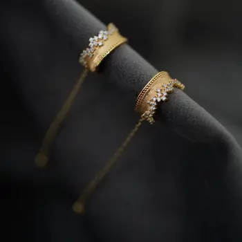 Izvirno novo srebro vdelan cirkon zvezdnato osebnost design Japonski svetlobno razkošje dolgi uhani lepe čar ženske nakit
