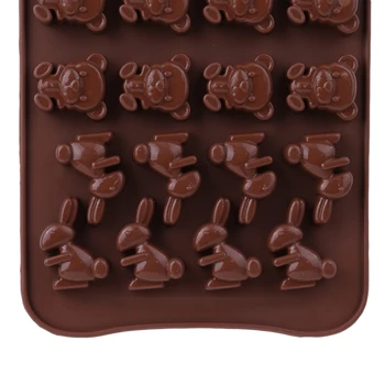 Brown 24, Tudi Mreža Zajec, Raca Medved Silikonski Torto Plesni Čokolado Diy Srčkan Cartoon Živali Silikonsko Plesni