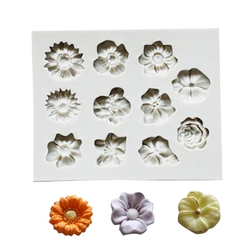 Sončnično Rose Cvetje Obliko Silikonsko Plesni Torto Meji DIY Okraski, Čokolade Obrti Polimerne Gline Obrti 3D kalupi