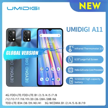 UMIDIGI A11 Globalni Različici 3/4 GB+64/128GB Pametni Android11 HelioG25 6.53