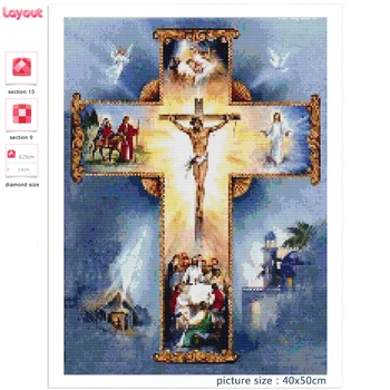 5D Diamond Slikarstvo Verske Križ Jezusa, Sveti Lučka Mozaik Komplet Foto Kvadratni Krog Zidana Ročno DIY Vezenje Darilo Doma