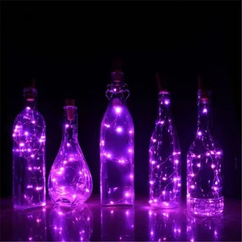 Prenosna LED Plute oblike Sončnih Niz Steklenice Osvetlitev zabavo Dekoracijo Baterije Bakrene Žice Steklenico Vina Dekoracijo Niz Luči