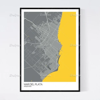 Mar Del Plata, Argentina Zemljevid Umetnosti Tiskanja - Veliko Stilov - Scandi /Letnik / Wall Art Platno Slike Sodobne Dom Dekor, Plakati,