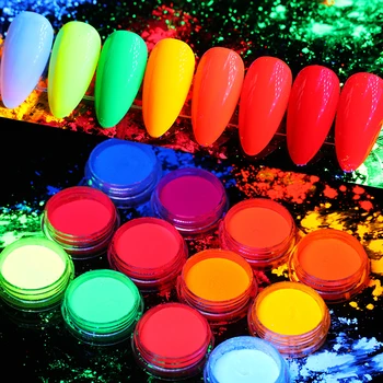 6/12 Škatle/Set Neon Pigment v Prahu Fluorescentna Nohtov Bleščice Nastavite Plezati Ombre Chrome Prah DIY Gel za nohte Nail Art Decorati