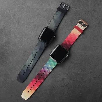 Grafiti Slog Silikonski Mehko Band Za Apple Watch Trak 38 mm 40 mm 42mm 44 Band iWatch Serije 2 3 4 5 Športnih Silikonski Manžeta