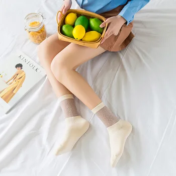 [EIOISAPRA]Pregledni Pisane Bombaž Poletne Kratke Nogavice Ustvarjalne Harajuku Nogavice Ženske Sladko korejski Calcetines Mujer Sokken