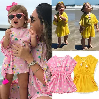Otroci Baby Dekleta Oblačenja Cvetlični Plažo, Obleke, Sundress Kopalke prikriti Oblačil 1-5Y