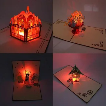 3D Svetlobe Pozdrav Festival Kartice Do Dopisnica Darila Ročno Glasbe Papir, Kartice, Papir za Rojstni dan, Božič Obrti M0Z5
