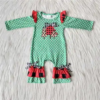 Trgovini Baby Dekle Boutique Dolge Rokave Mrežo Novorojenih Otrok Božično Drevo Pižamo Dojenčka Oblačila Bowknot Romper