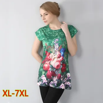 Nov Prihod plus velikost 7XL Velika velikost Stereo tiskanje Moda za ženske obleke poletje majica kratek rokav vrhovi ženske Majice