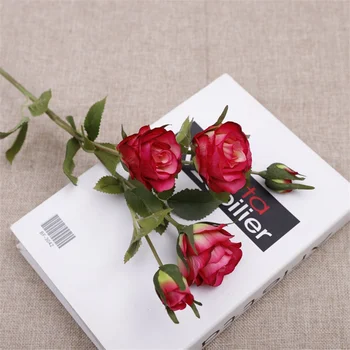 Umetno Visoke kakovosti Svetlo Umetno Majhni Vrtnice Umetno Cvetje Umetno Rose Šopek Cvetlični Aranžma dodatki