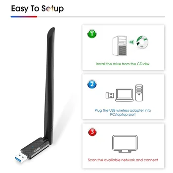 EDUP Wifi Adapter USB 3.0 AC 1300Mbps Dual Band 2,4 G/5.8 G Brezžična Omrežna Kartica 802.11 AC Wi-Fi Dongle za Prenosni računalnik Namizni RAČUNALNIK Mac