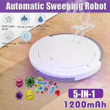 5-v-1 Popolnoma Samodejno Večnamensko Smart Robot sesalnik Polnjenje prek kabla USB, Pometanje Robot Suho/Mokro UV Dezinfekcijo Čistilec
