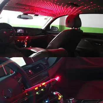 Nov Avto USB Zvezdnato Nebo, Svetloba, Led, Notranja Atmosfera Okolja Projektor Samodejno Dekoracijo Črne Barve