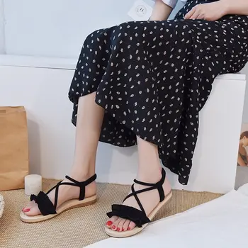 2021 pomlad in poletje modni nova barva ženske čipke-up priložnostne sandali 1738