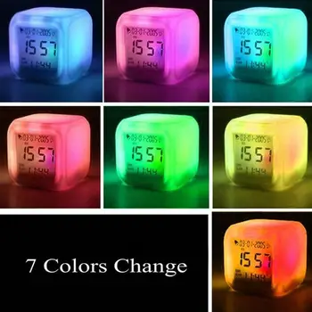 Budilka Kul LED 7 Barvna LED Spremenite Digitalni Žareče Budilka Night Light za Spalnico Otrok Visoke Kakovosti CD