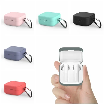 Silikonski Zaščitni Slušalke Primeru za Xiaomi Zraka 2 MP Bluetooth Slušalke Boxs Za Xiaomi Mi Air2 SE Čepkov Pokrov s Kavljem
