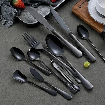 Iz nerjavečega jekla, jedilni pribor iz titana black štiri-delni jedilni pribor zrezek nož in vilice ustvarjalne kave žlico in vilice set