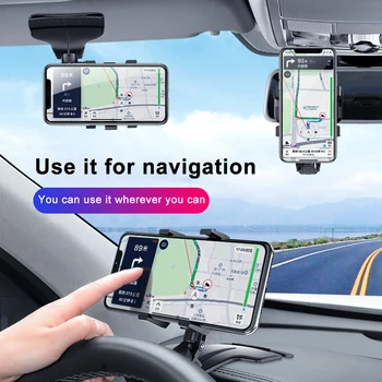 Nadzorni plošči Avto Nosilec za Telefon, 360-Stopinjski Rearview Mirror sončnega Avto GPS Navigacija Nosilec S Parkirno Kartico
