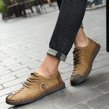 2020 New Men Shoes Casual Shoes Casual Loafers Vintage Style Men Loafers Quality Split Leather Footwear Zapatos Hombre