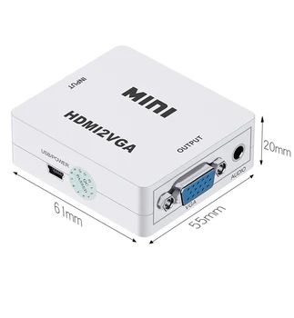 Mini HDMI na VGA Adapter HDMI2VGA Pretvornik Z Audio Digital Analogni HD 1080p Za Prenosni RAČUNALNIK Tablični Displayer HDMI, VGA