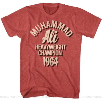 Muhammad Ali T-Shirt Boks 1964 Heavyweight Šampion Velikosti SM 5XL Rdeče Heather Ulične Vrhovi TEE Majica