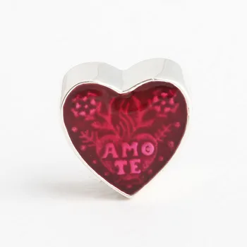 Valentinovo Darilo Roza Emajl latinsko Ljubezen Srce Kroglice za Nakit, Izdelava DIY Fit Pandora Čare Srebro 925 Original