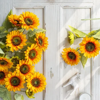 Sončnično Šopek Svile Cvet Visoko Kakovostnih Umetnih Cvet Doma Vrt Stranko Poroko DIY Dekoracijo