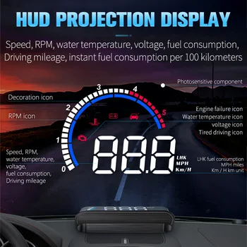 WiiYii M13 HUD OBD2 Head-Up Zaslon Avto MPH Auto Elektronika Detektor HUD Vetrobransko steklo Projektor