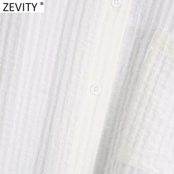 Zevity 2021 Ženske Moda Barva Robom Nezakonitih Delavska Bluzo Ženske posamezno Zapenjanje Priložnostne Majice Elegantna Blusas Vrhovi LS9424