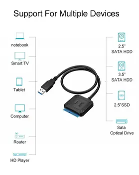 USB SATA 3 Kabel USB 3.0, Da Sata Adapter 5 Gbps Podporo 2.5/3.5 Inch Zunanji SSD HDD Trdi Disk 22 Pin（7 + 15） Sata III