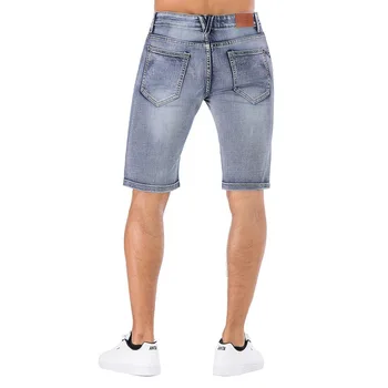 Modra oprati stretch jeansa, moške cargo kratke hlače bermuda homme moški modni Oprati traper hlače kratke moške jeans hlače homme velikost 42