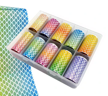 Pregleden Barvni Marbling Nail Art Transfer Folijo Set (10 Modelov Na Polje)10 Pack Folijo Marmorja Nalepke Za Nohte Lak Za Nalepko
