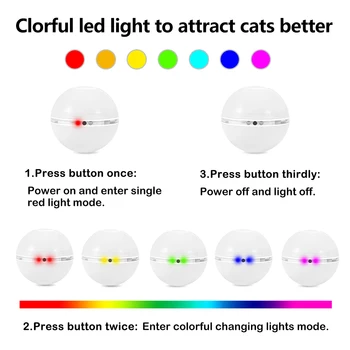 Novi Smart Interaktivne Mačka Igrače, Pisane LED Samostojno Vrtenje Žogo Z Catnip Bell In Pero USB Polnilne Mačka Žogo Igrača