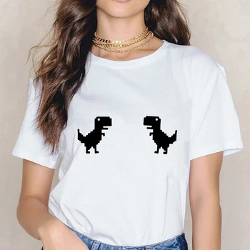 Majica Za Ženske Dinozaver Natisnjeni Priložnostne Harajuku Tee Poletne Majice Kratek Rokav Ženska Vrhovi Ženski Tshirt Camiseta Mujer