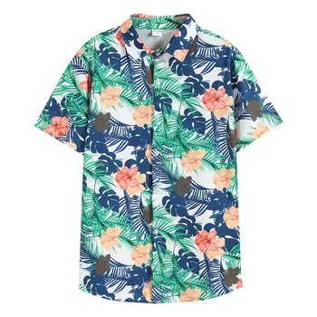 Moške Tiskanja Poletje Vroče Prodati Plaži Majica Fashion Visoke Kakovosti Kratek Rokav Cvetlični Svoboden Priložnostne Havajske Srajce