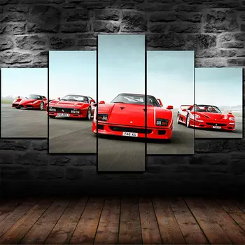 Klasična Rdeča Ferrari Racing F40 5 Plošči Platno Sliko Natisniti Wall Art Platno Stensko Slikarstvo Dekor za dnevno Sobo Plakat Ni Uokvirjena