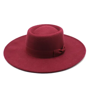 9.5 cm širok robna bowknot bowler pokrivalo ženske elegantne retro slogu Britanski volnene jazz klobuk jeseni in pozimi barva Panamski klobuk
