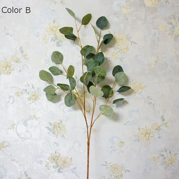 Dolgo eucalyptus veje z okroglimi listi Umetne svile cvet za domov DIY poročno dekoracijo cvetlični aranžma ponaredek rastlin