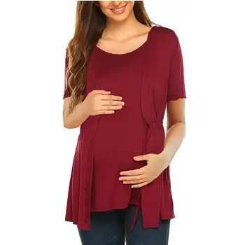 Žensk, Porodniškega Dojenje T-Shirt Oblačila za Nosečnice, Pozimi O-Vratu Long Sleeve Solid zdravstvene Nege Vrhovi Porodniškega Oblačila