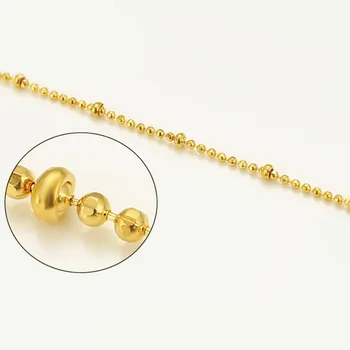MxGxFam ( 45 cm * 2 mm ) Majhne Kroglice Chian Ogrlice za Ženske, Modni Nakit 24 k Čistega Zlata Barva