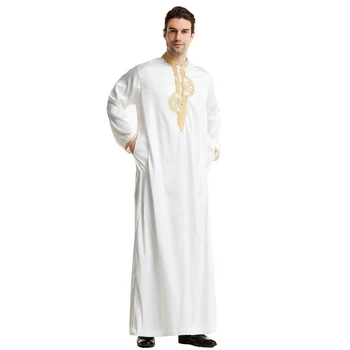 HaleyChan Arabsko Muslimanskih Moških Thobe Thawb Caftan Islamska Oblačila Dubia Visoke Kakovosti Abaya arabski Obleko Hiša Robe za Moške Indijski