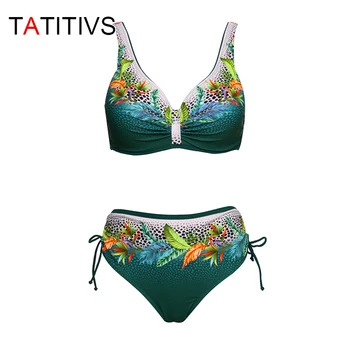 TATITIVS Cvetlični Plus Velikost Bikini Veliki Pokal Push Up Kopalke Bikini Komplet Nove Poletne Ženske Kopalke Plaži kopalke Biquini