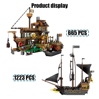 Mesto Black Pearl Čoln Model gradniki Stvarnika, Pirati s Karibov Ladje Mol Otok, Številke Opeke Igrače Za Otroke